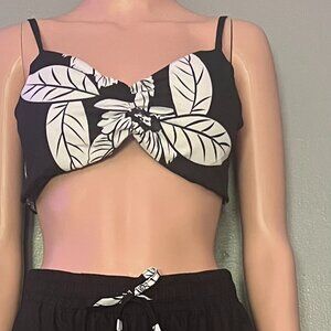 Black and White 2 Piece Bikini top and Pant Set